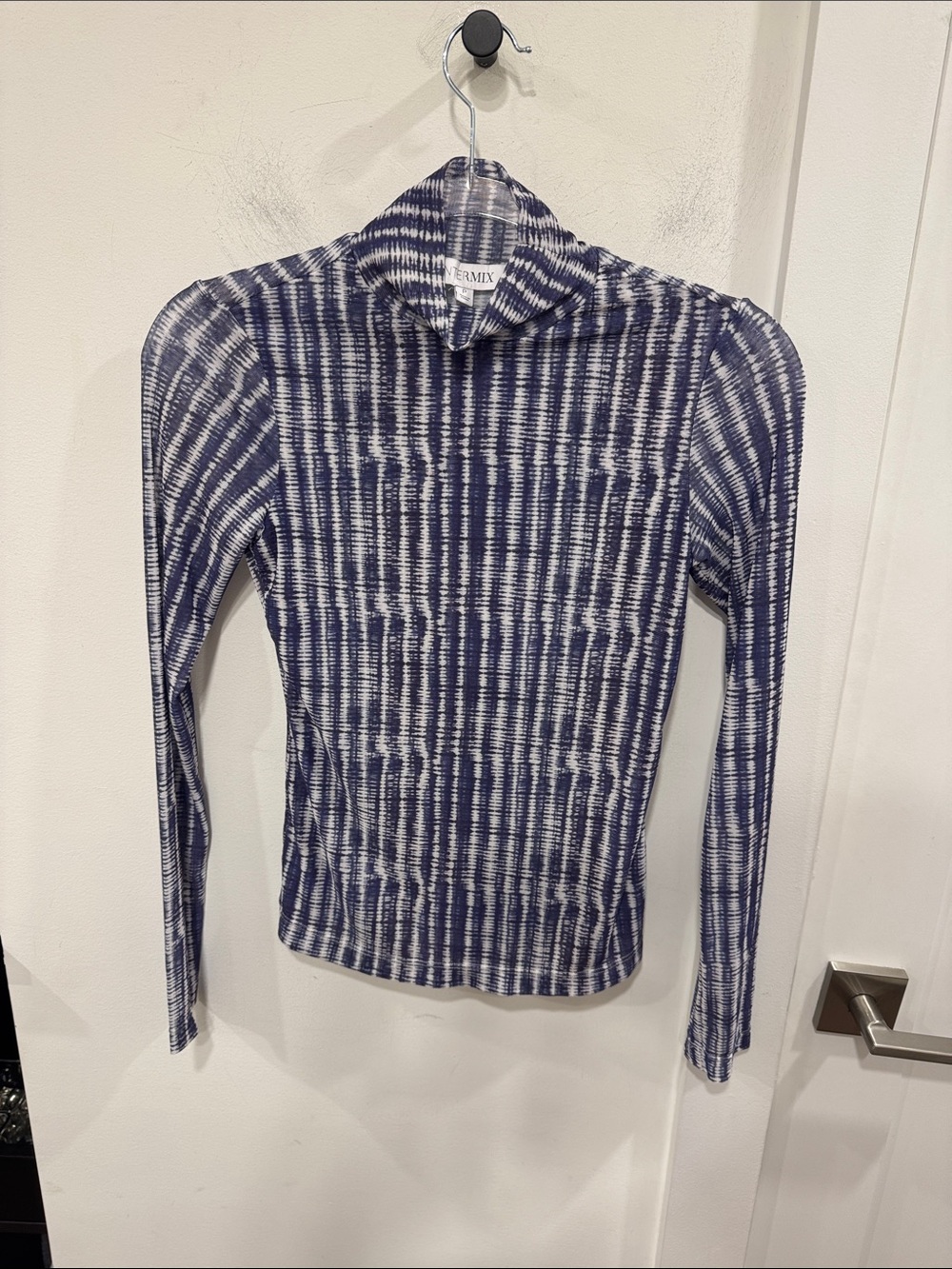 INTERMIX Navy & White Sheer Top
